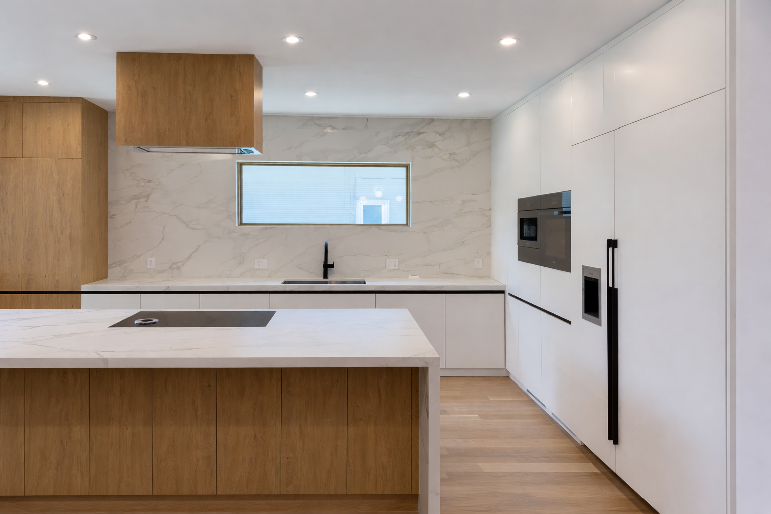 European frameless kitchen cabinets professionally installed in a modern Boston home